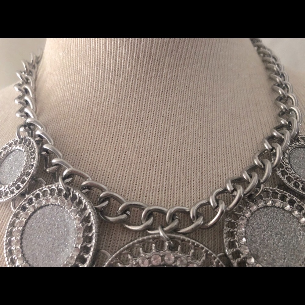 Silver With Rhinestone Necklace - Picture 4 of 5